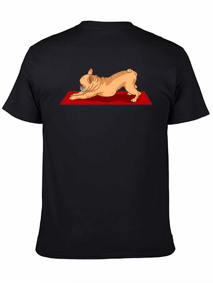 Camiseta Negra con Diseño de Bulldog Francés Yoga