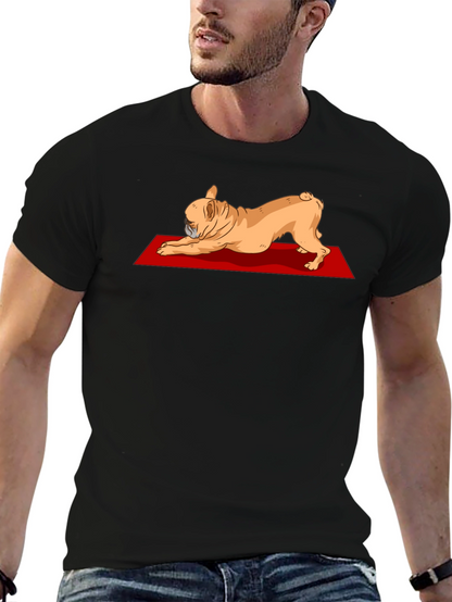 Camiseta Negra con Diseño de Bulldog Francés Yoga