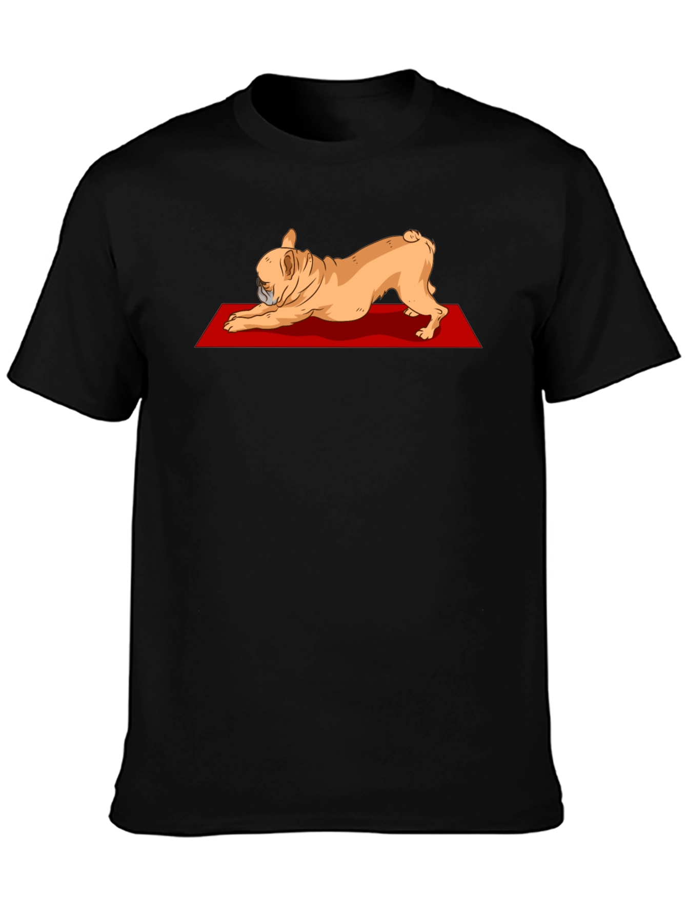 Camiseta Negra con Diseño de Bulldog Francés Yoga