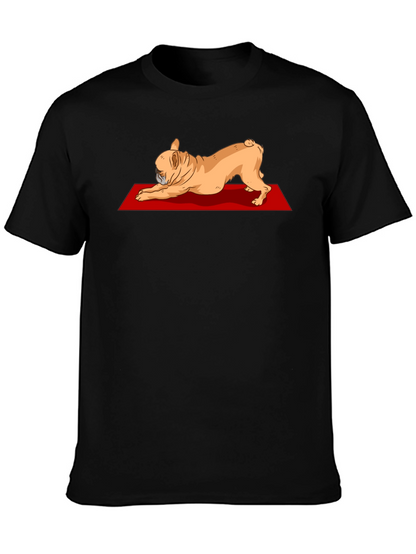 Camiseta Negra con Diseño de Bulldog Francés Yoga