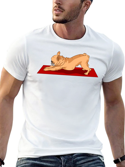 Camiseta Negra con Diseño de Bulldog Francés Yoga