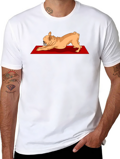 Camiseta Negra con Diseño de Bulldog Francés Yoga