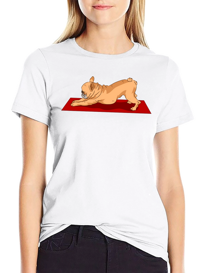 Camiseta Negra con Diseño de Bulldog Francés Yoga