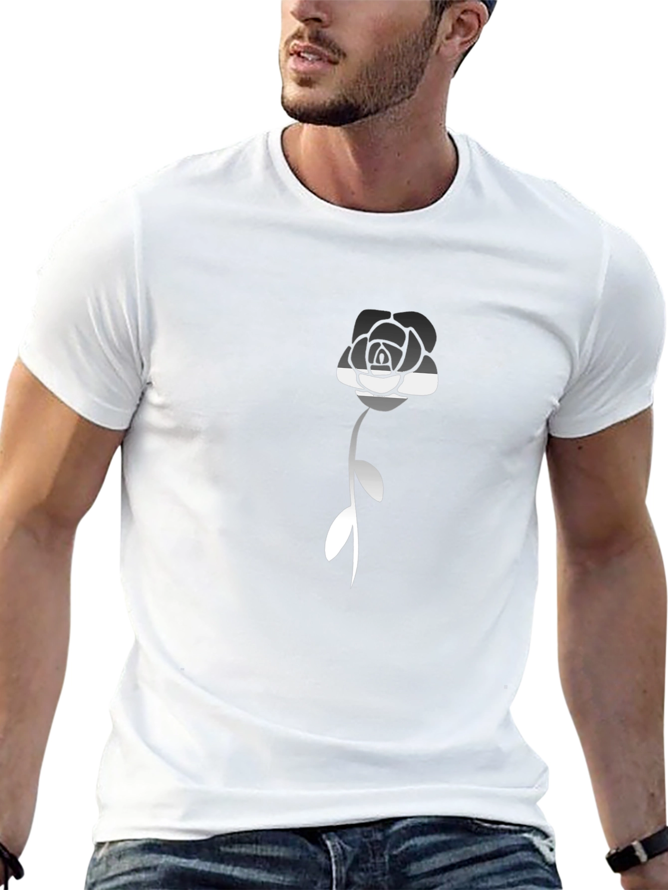 Camiseta Negra con Rosa Asexual