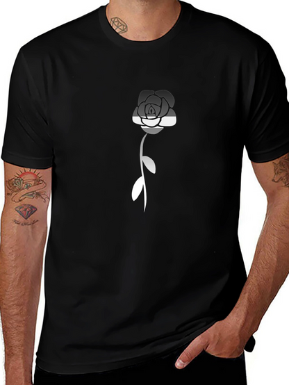 Camiseta Negra con Rosa Asexual