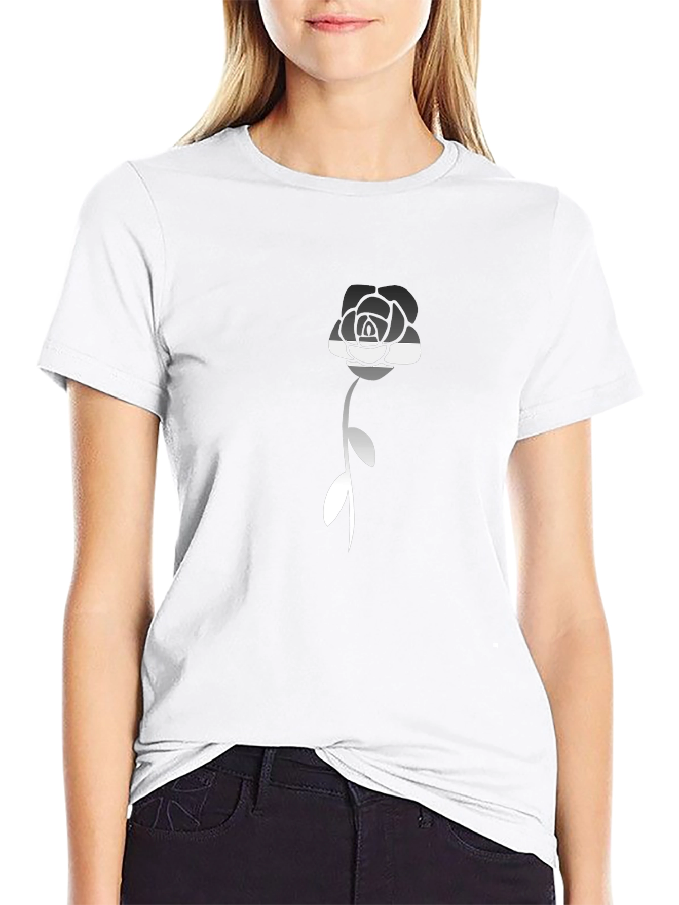 Camiseta Negra con Rosa Asexual