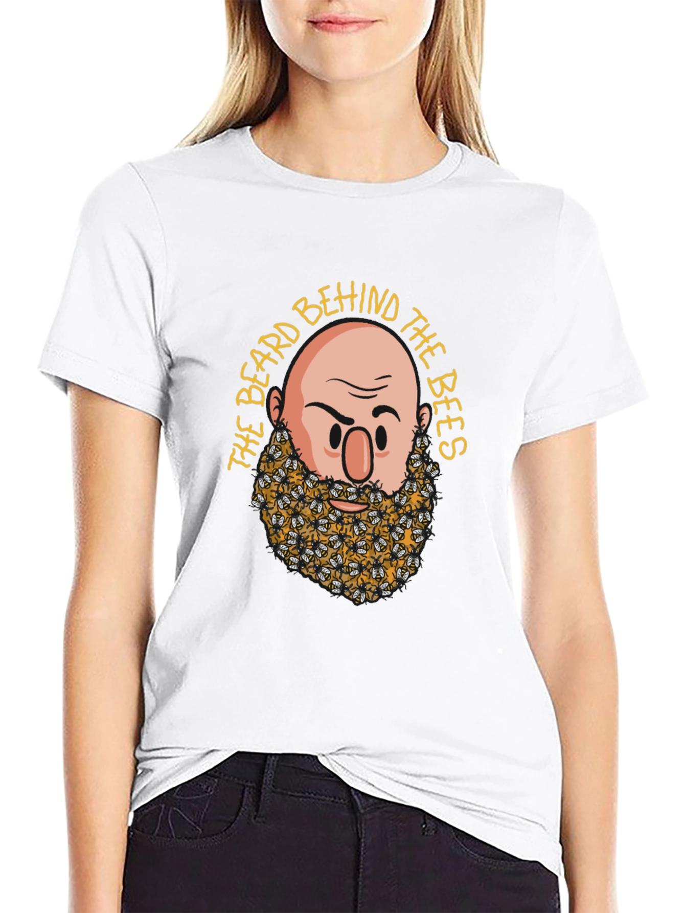 Camiseta Negra: La Barba Detrás de las Abejas