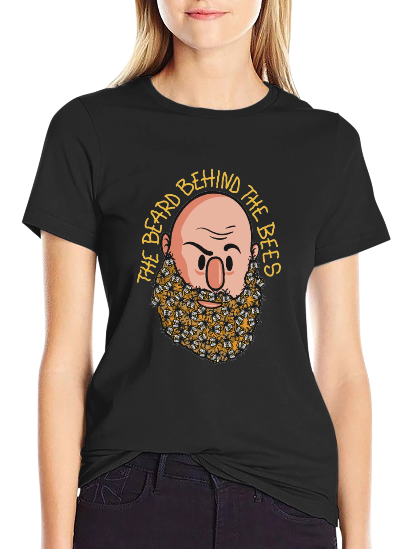 Camiseta Negra: La Barba Detrás de las Abejas