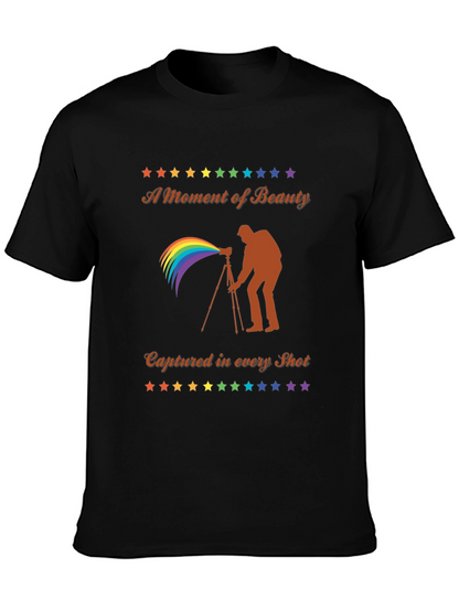 Camiseta Negra Fotografía Arcoíris - Belleza Capturada