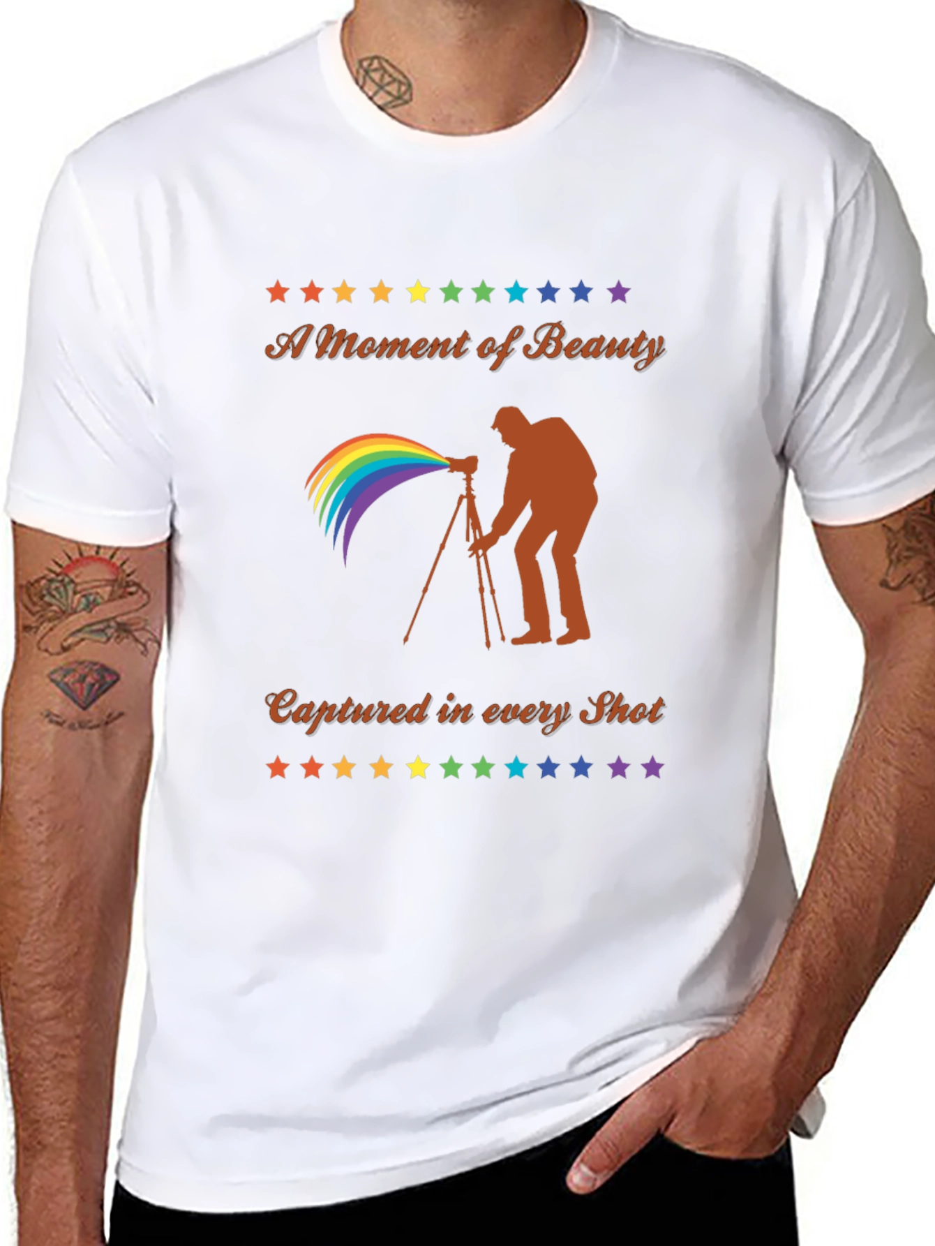 Camiseta Negra Fotografía Arcoíris - Belleza Capturada