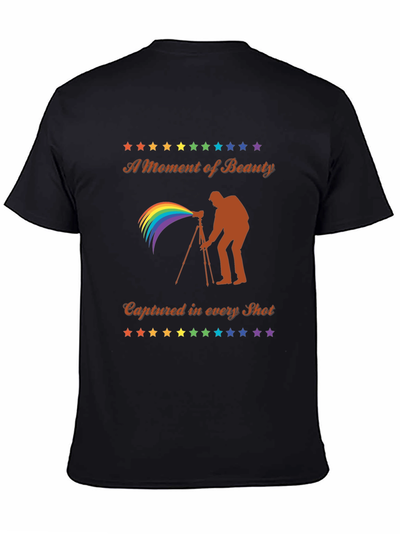 Camiseta Negra Fotografía Arcoíris - Belleza Capturada