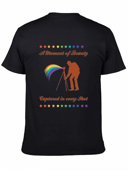 Camiseta Negra Fotografía Arcoíris - Belleza Capturada