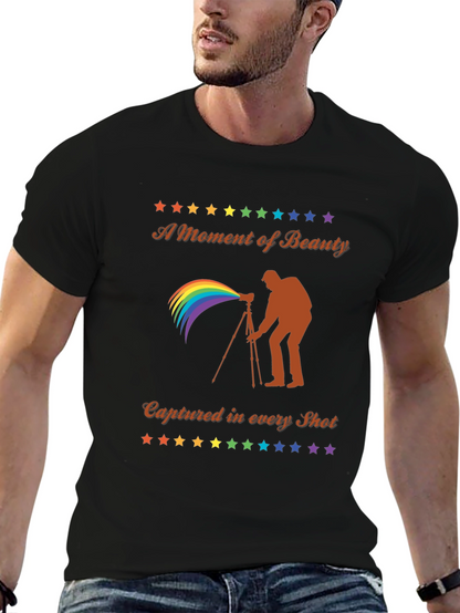 Camiseta Negra Fotografía Arcoíris - Belleza Capturada
