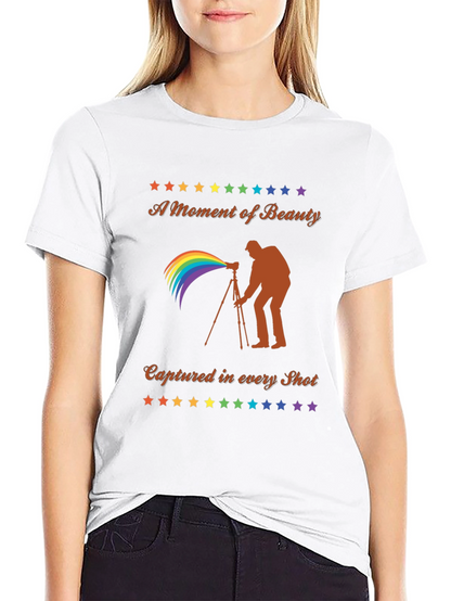 Camiseta Negra Fotografía Arcoíris - Belleza Capturada