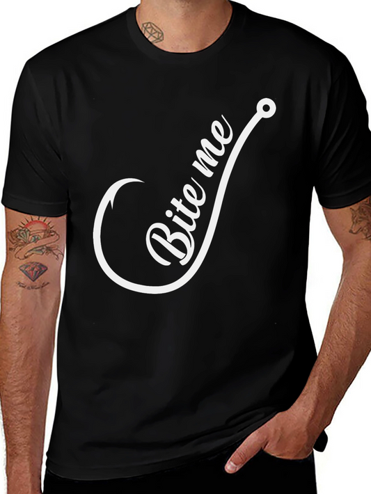 Camiseta Negra con Diseño de Anzuelo Bite Me