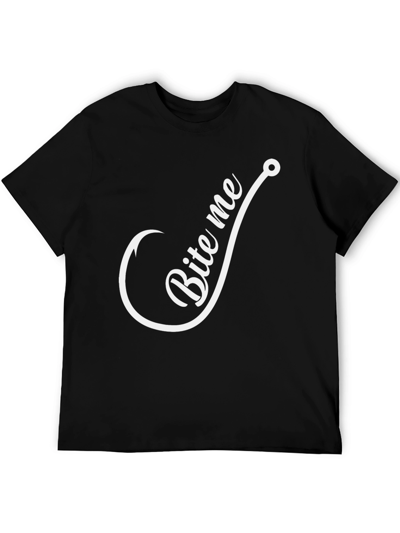 Camiseta Negra con Diseño de Anzuelo Bite Me