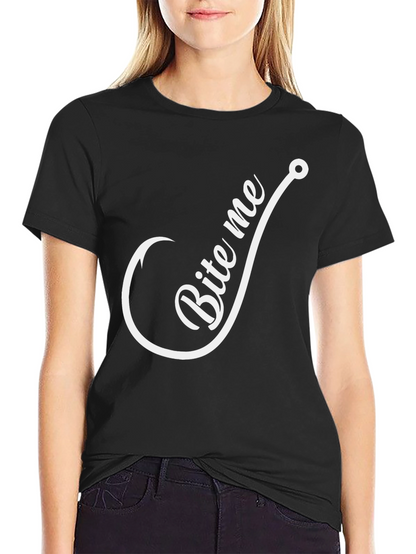 Camiseta Negra con Diseño de Anzuelo Bite Me