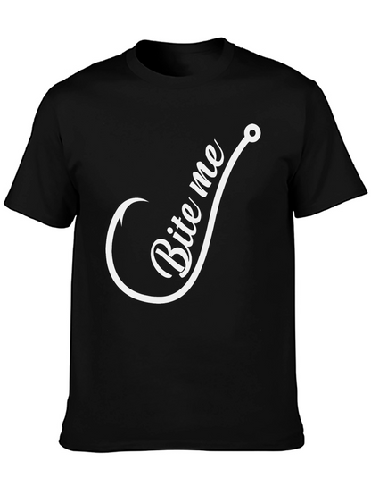 Camiseta Negra con Diseño de Anzuelo Bite Me