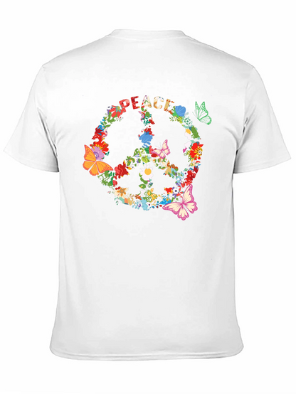 Camiseta Negra Peace Floral Hippie