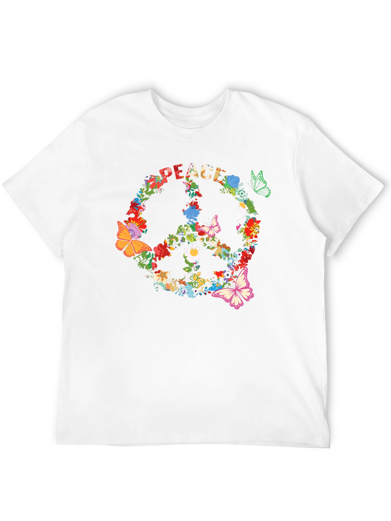 Camiseta Negra Peace Floral Hippie
