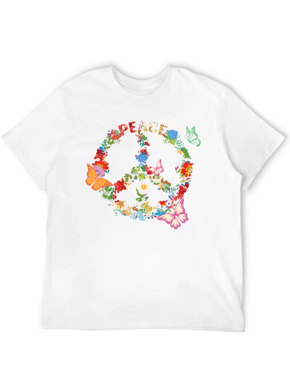 Camiseta Negra Peace Floral Hippie