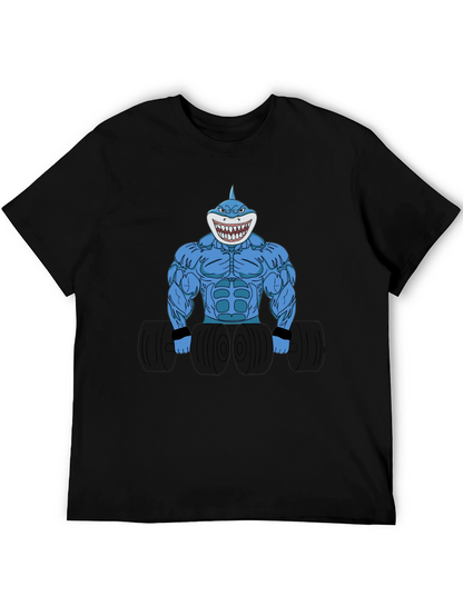 Camiseta Negra con Diseño de Tiburón Musculoso