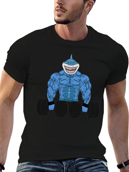 Camiseta Negra con Diseño de Tiburón Musculoso