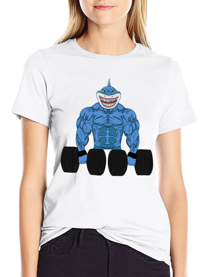 Camiseta Negra con Diseño de Tiburón Musculoso