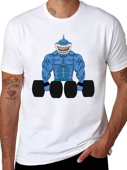 Camiseta Negra con Diseño de Tiburón Musculoso