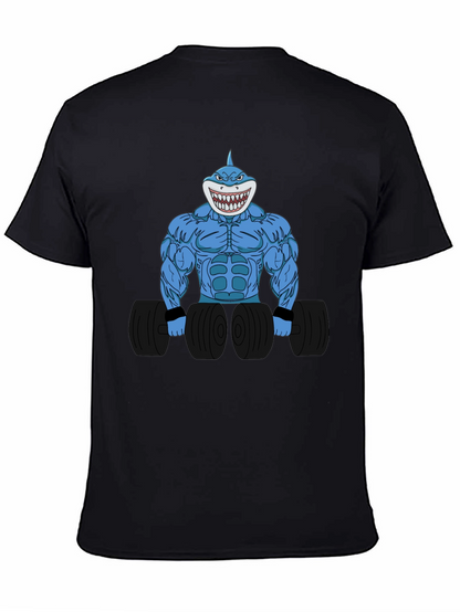 Camiseta Negra con Diseño de Tiburón Musculoso