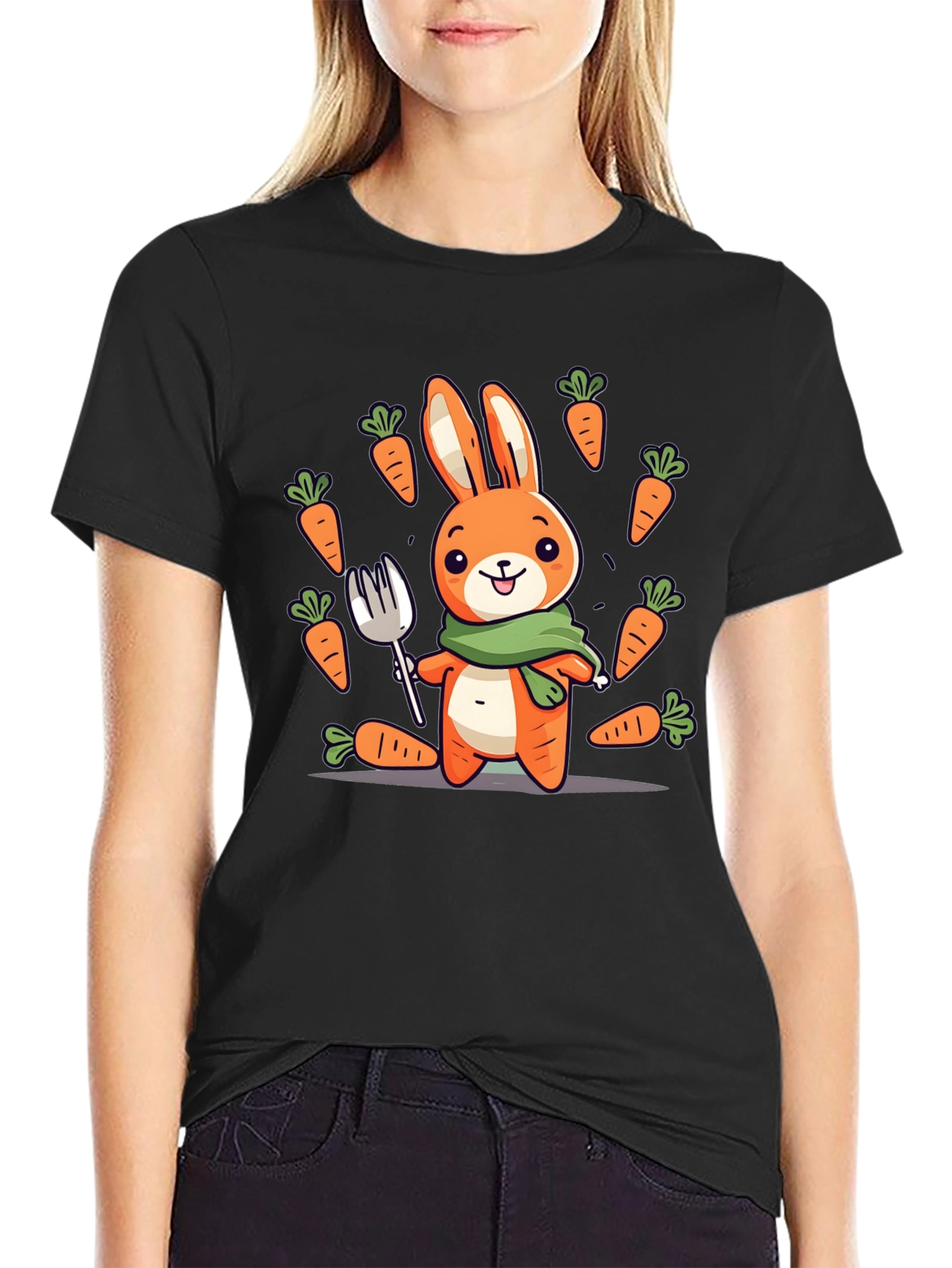 Camiseta Conejo Caricatura con Zanahorias