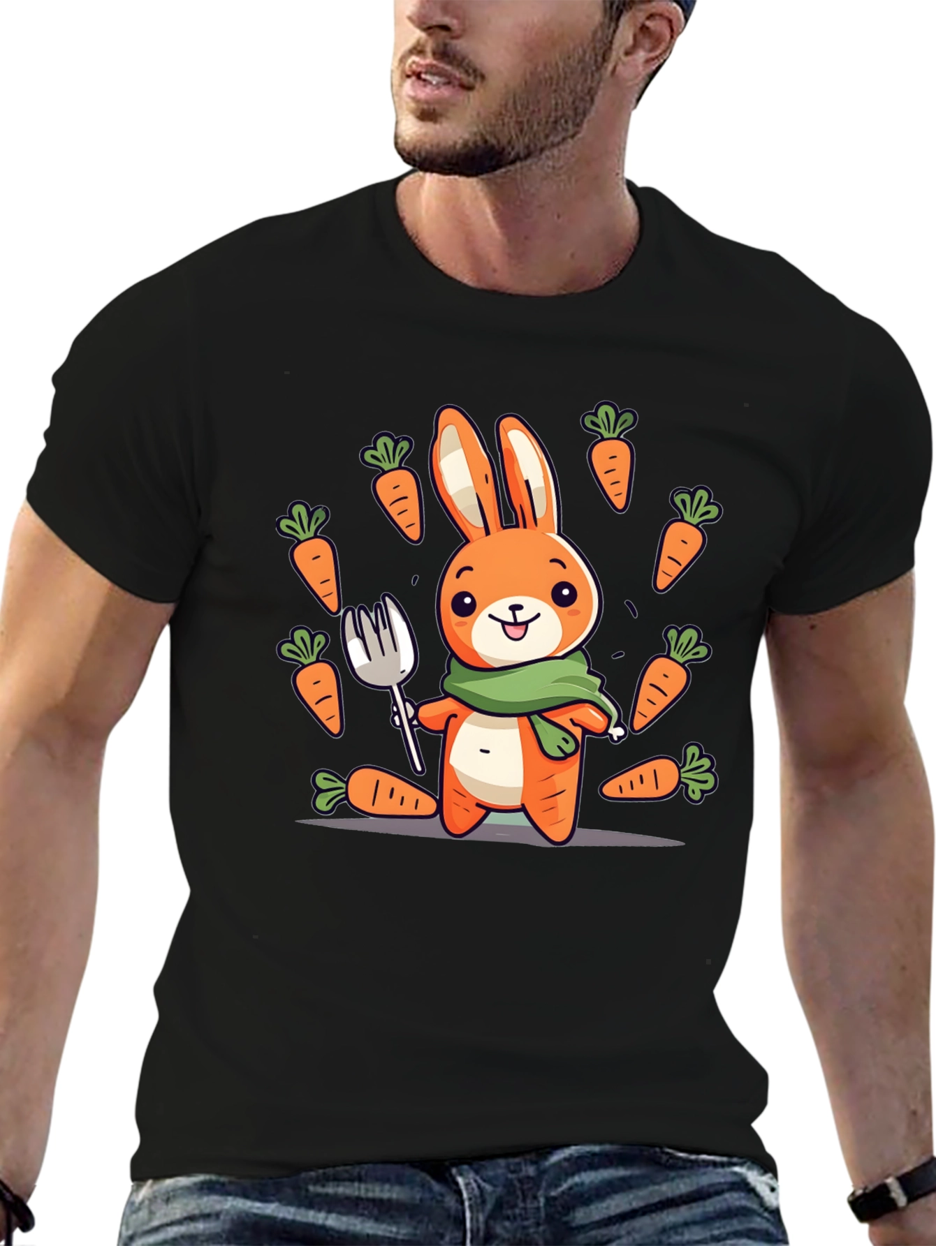 Camiseta Conejo Caricatura con Zanahorias