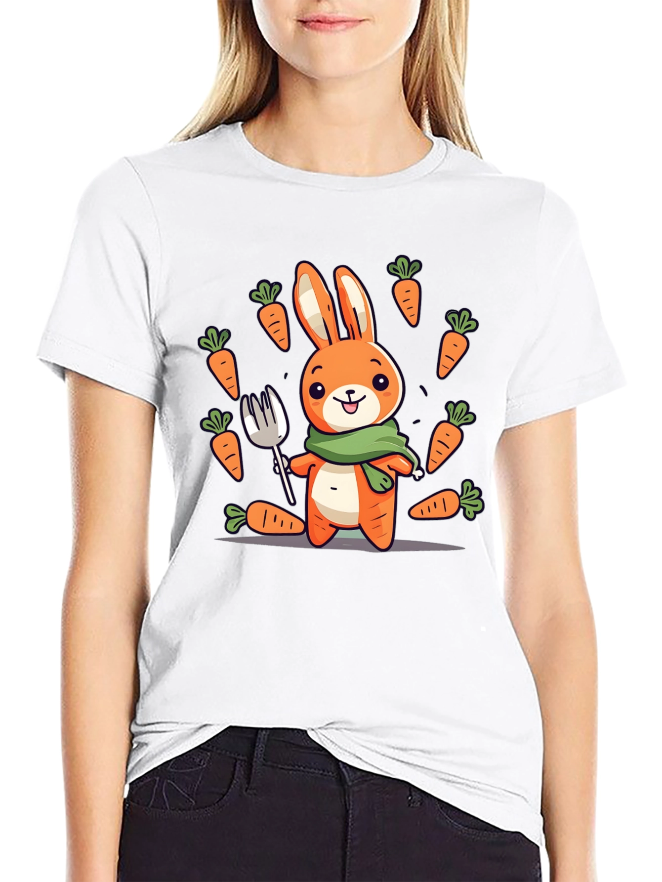 Camiseta Conejo Caricatura con Zanahorias