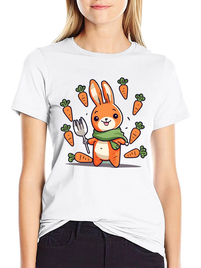 Camiseta Conejo Caricatura con Zanahorias