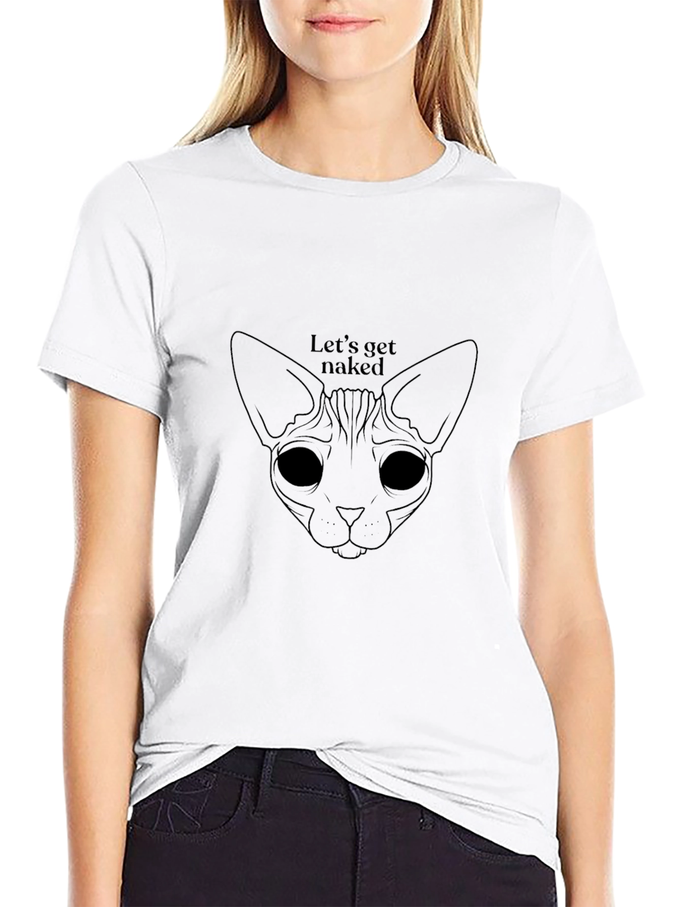 Camiseta Negra Gato Desnudo para Hombre