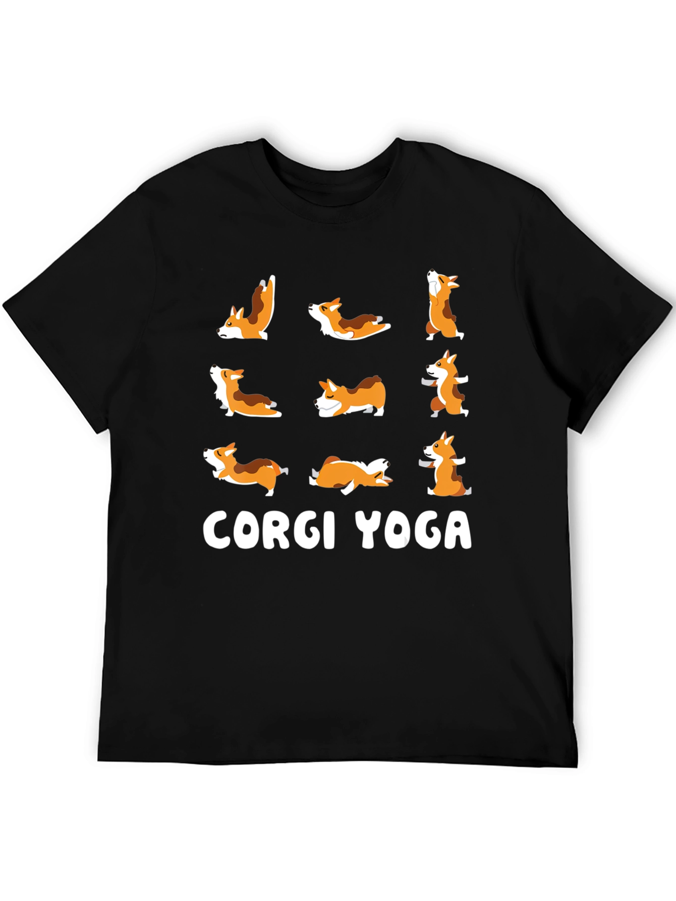 Camiseta Negra Yoga Corgi
