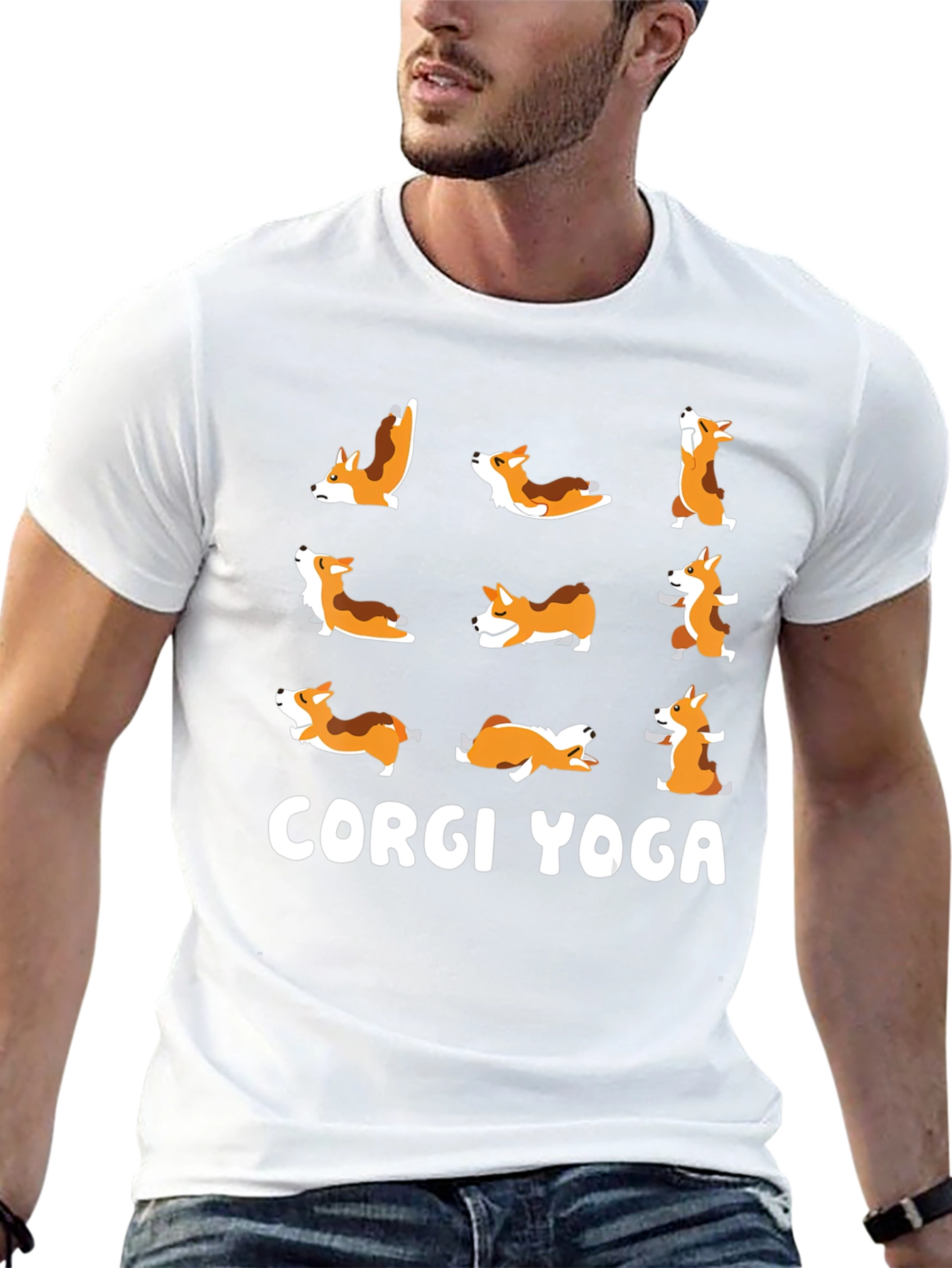 Camiseta Negra Yoga Corgi