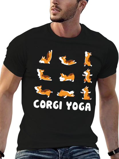 Camiseta Negra Yoga Corgi