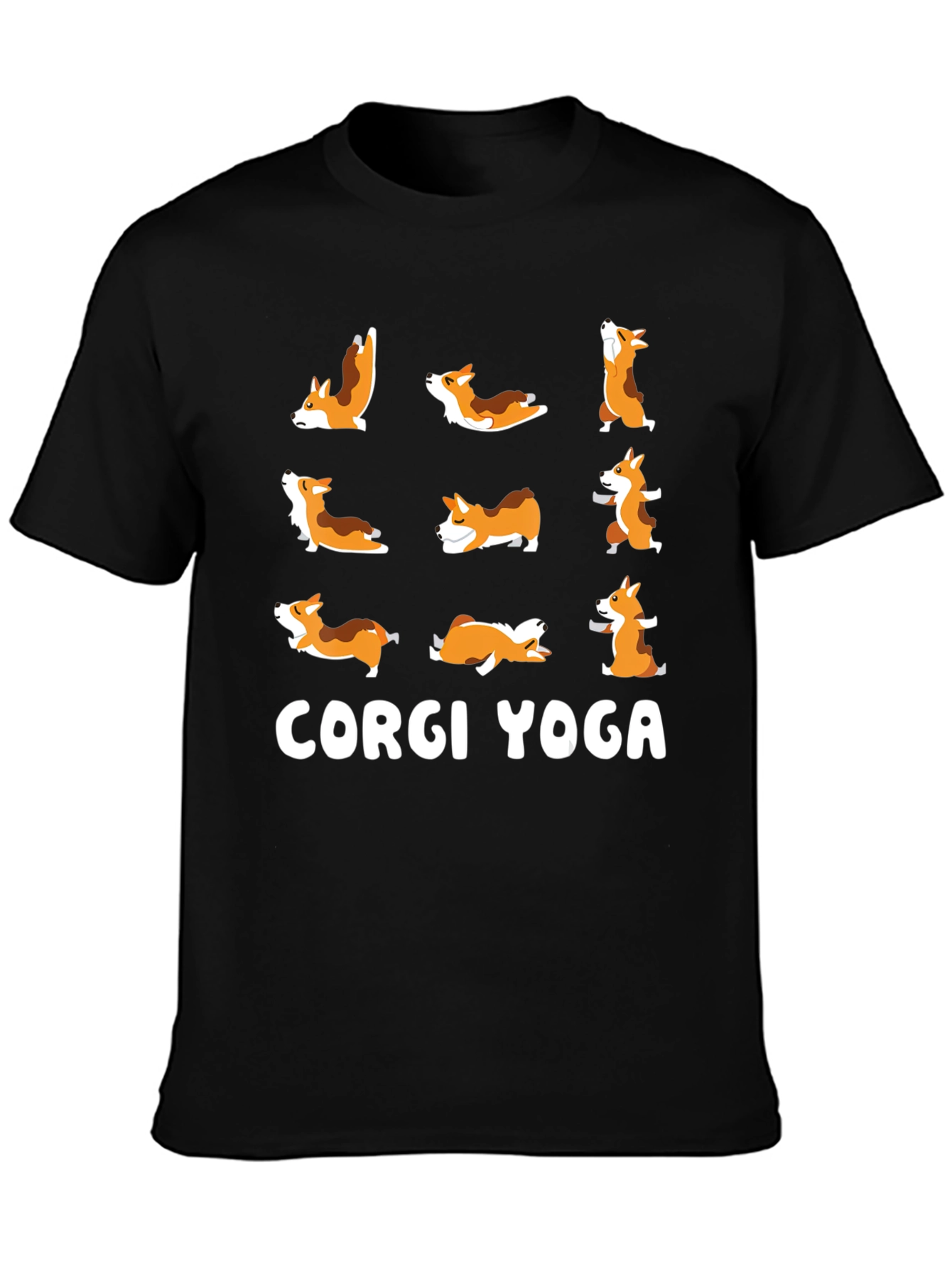 Camiseta Negra Yoga Corgi
