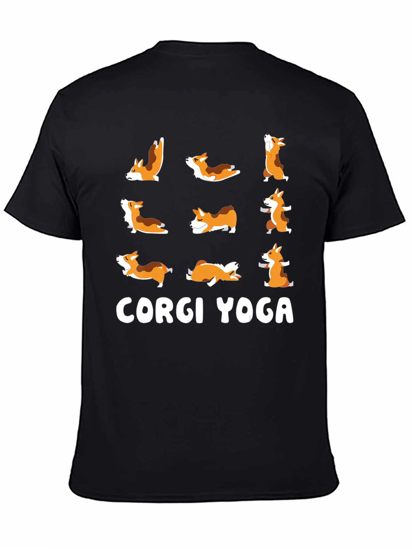 Camiseta Negra Yoga Corgi
