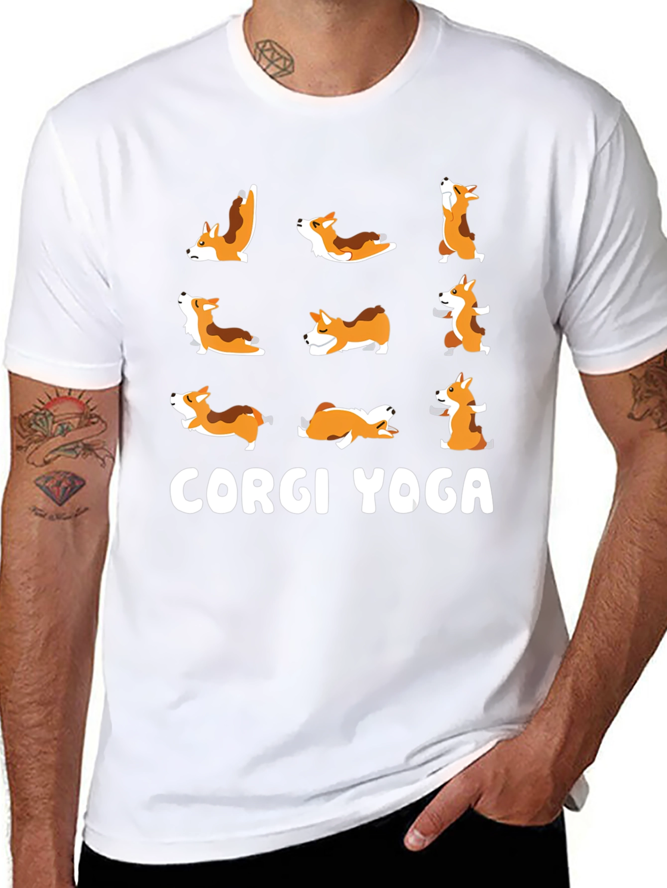 Camiseta Negra Yoga Corgi