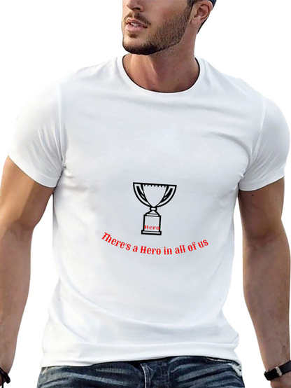Camiseta Negra con Diseño de Trofeo y Texto Hero