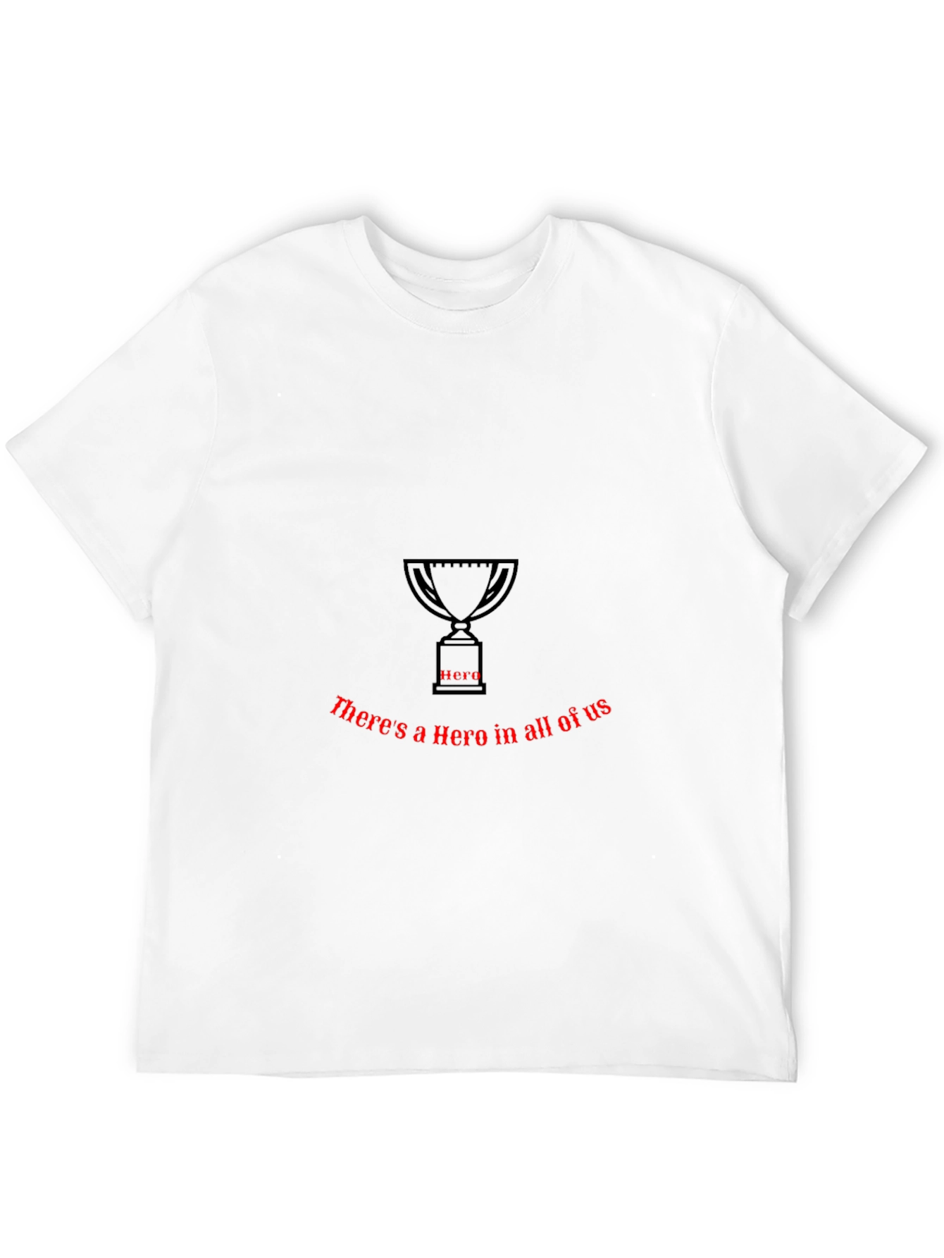 Camiseta Negra con Diseño de Trofeo y Texto Hero