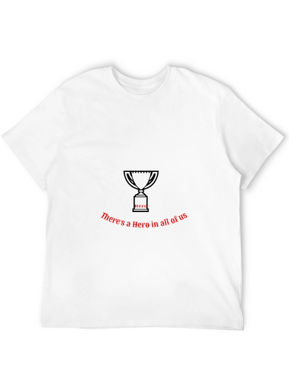 Camiseta Negra con Diseño de Trofeo y Texto Hero