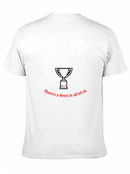 Camiseta Negra con Diseño de Trofeo y Texto Hero
