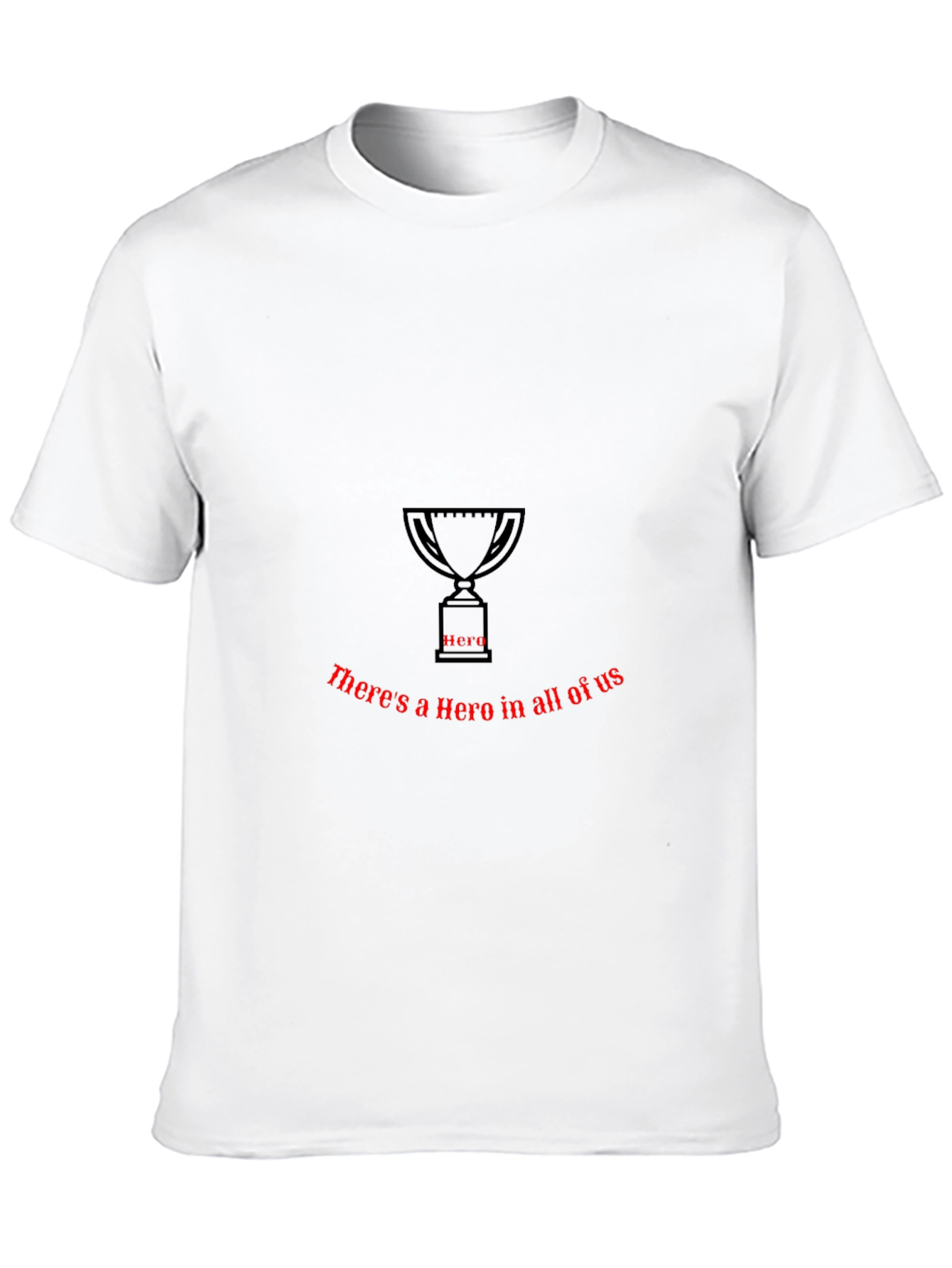 Camiseta Negra con Diseño de Trofeo y Texto Hero