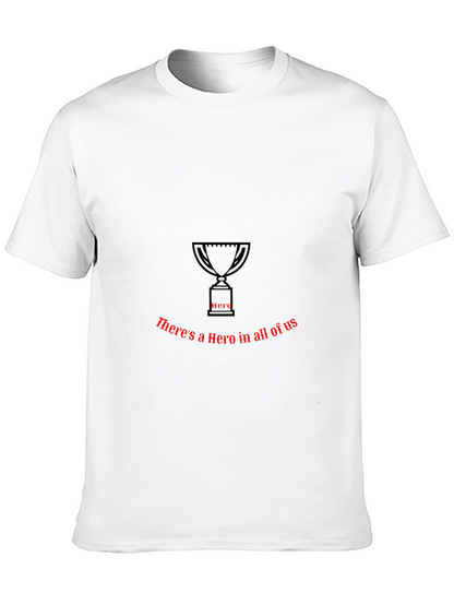 Camiseta Negra con Diseño de Trofeo y Texto Hero