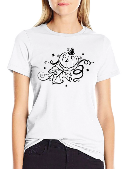 Camiseta Negra con Diseño de Calabaza Halloween