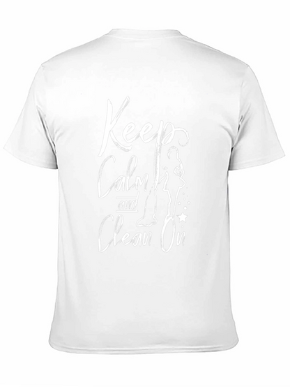 Camiseta Negra: Mantén la Calma y Limpia