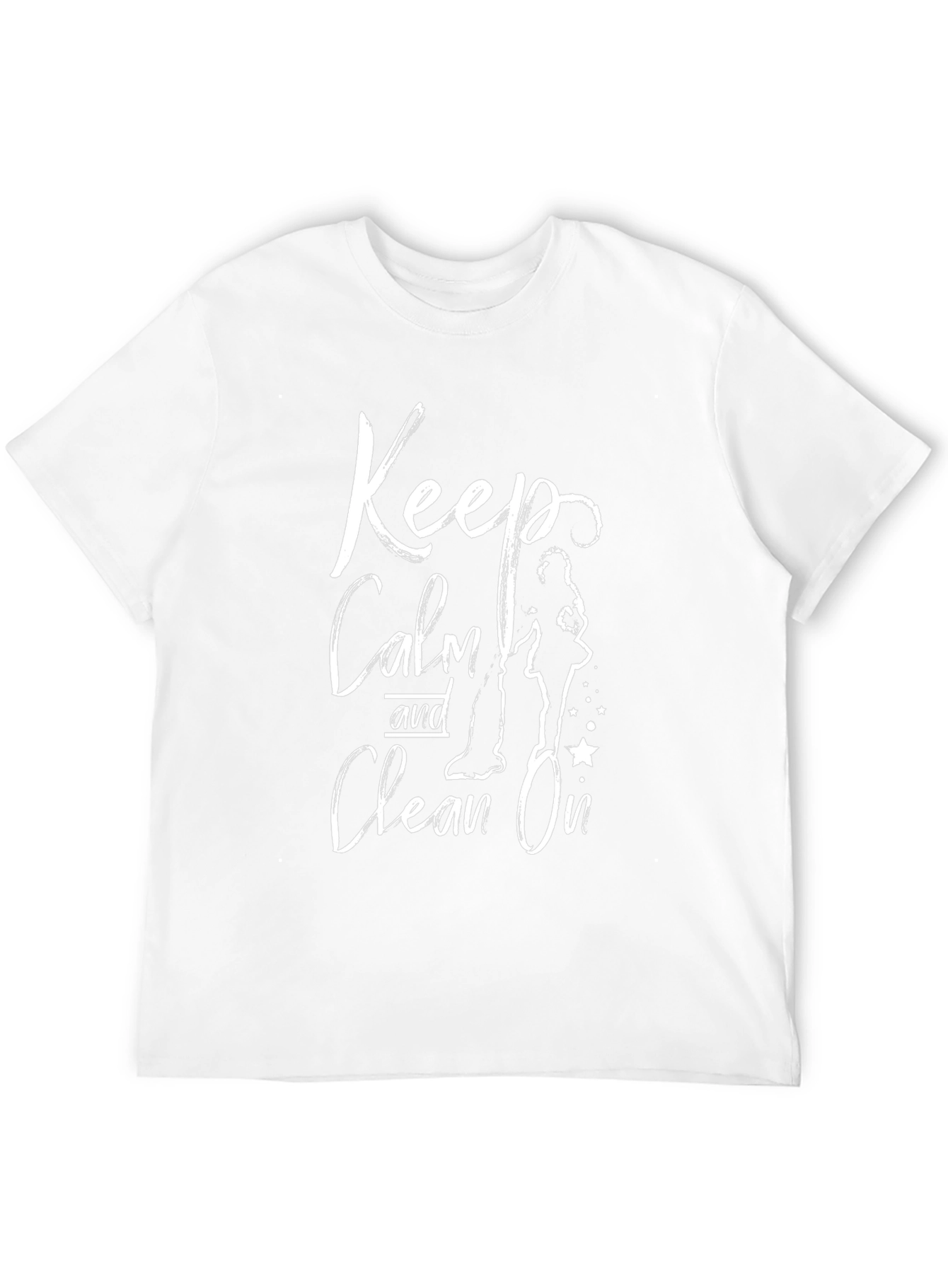 Camiseta Negra: Mantén la Calma y Limpia